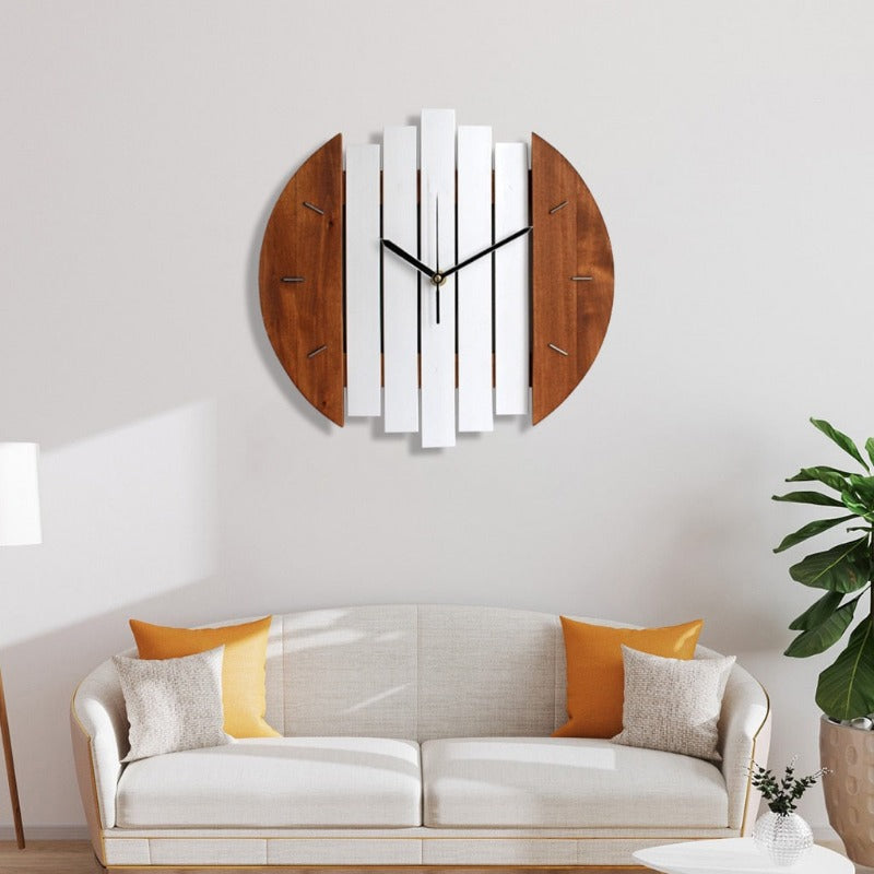 Horloge Blanc et Bois
