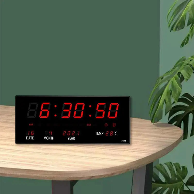 Grande Horloge Digitale LED avec Date et Jour -