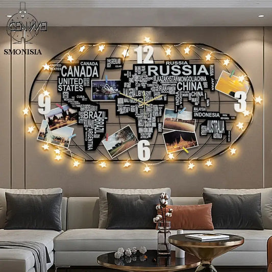 horloge carte du monde à LED - horloge-industrielle