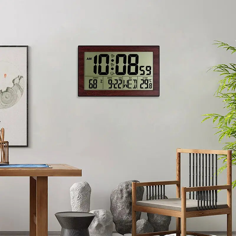 Horloge digitale LED calendrier thermomètre hygromètre -