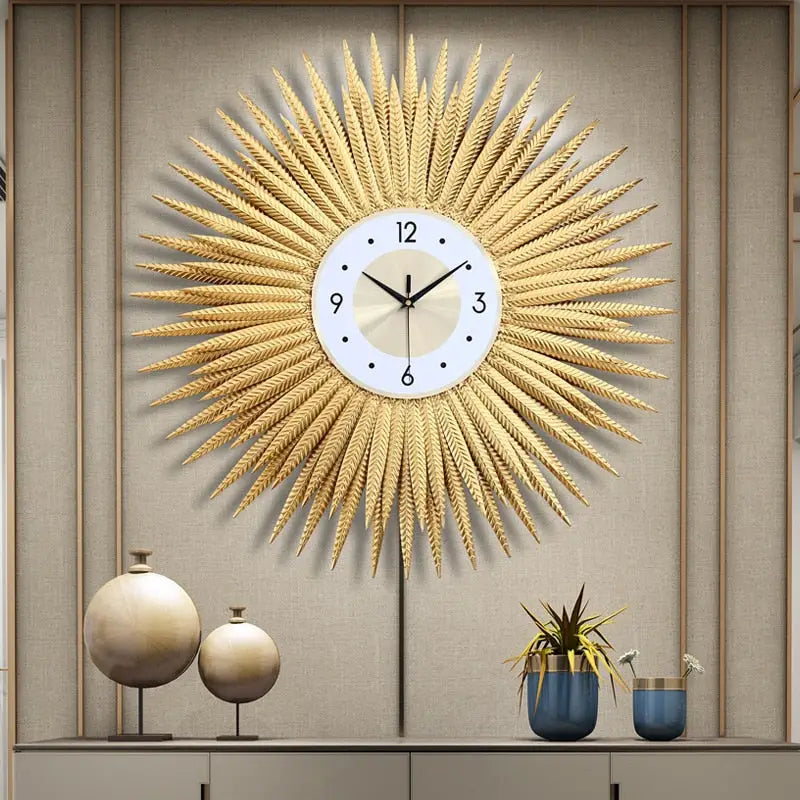 horloge dorée murale géante - horloge-industrielle
