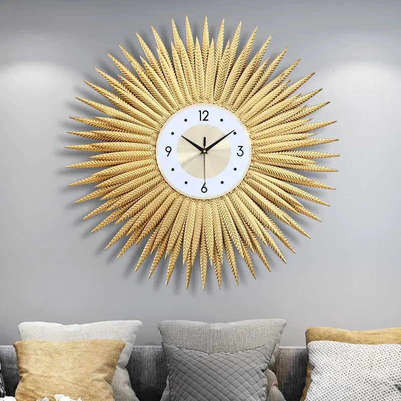 horloge dorée murale géante - horloge-industrielle