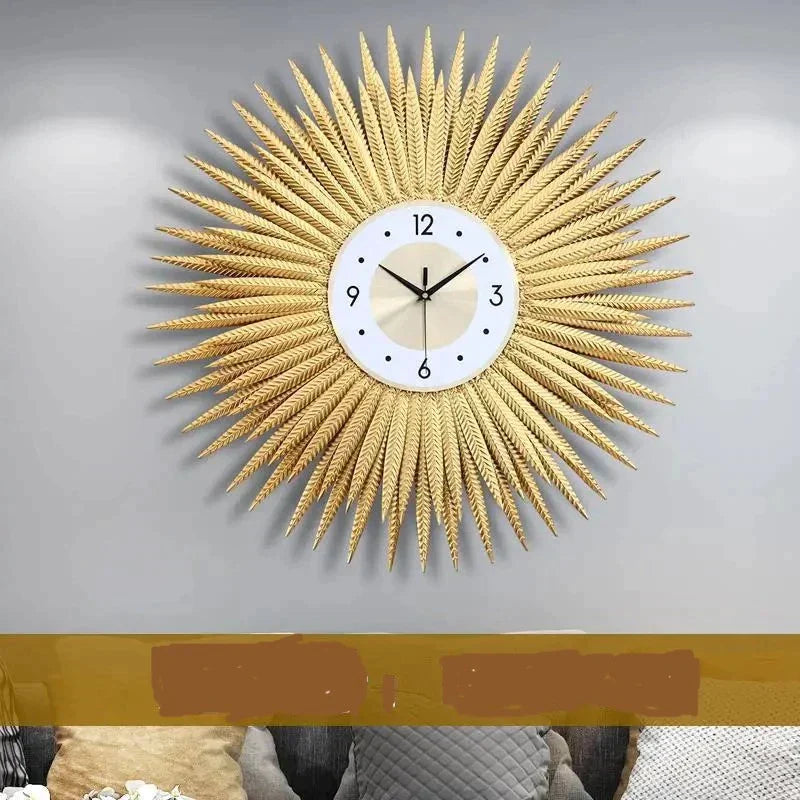 horloge dorée murale géante - horloge-industrielle