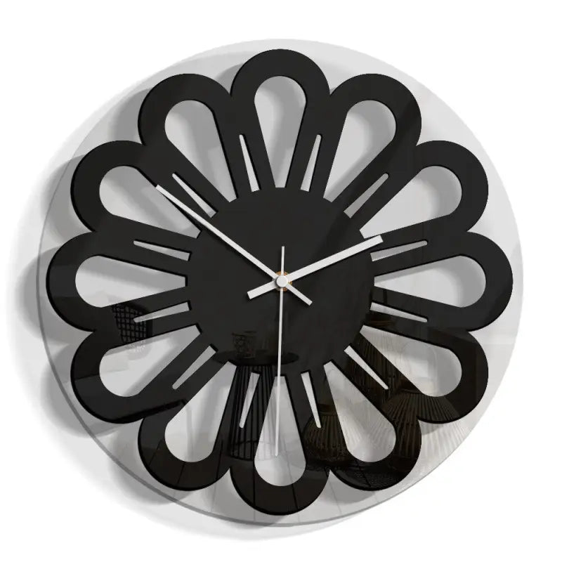 horloge fleur noire - horloge-industrielle