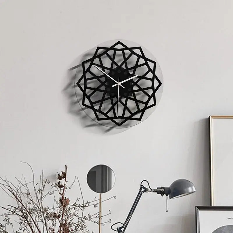 horloge fleur noire - horloge-industrielle