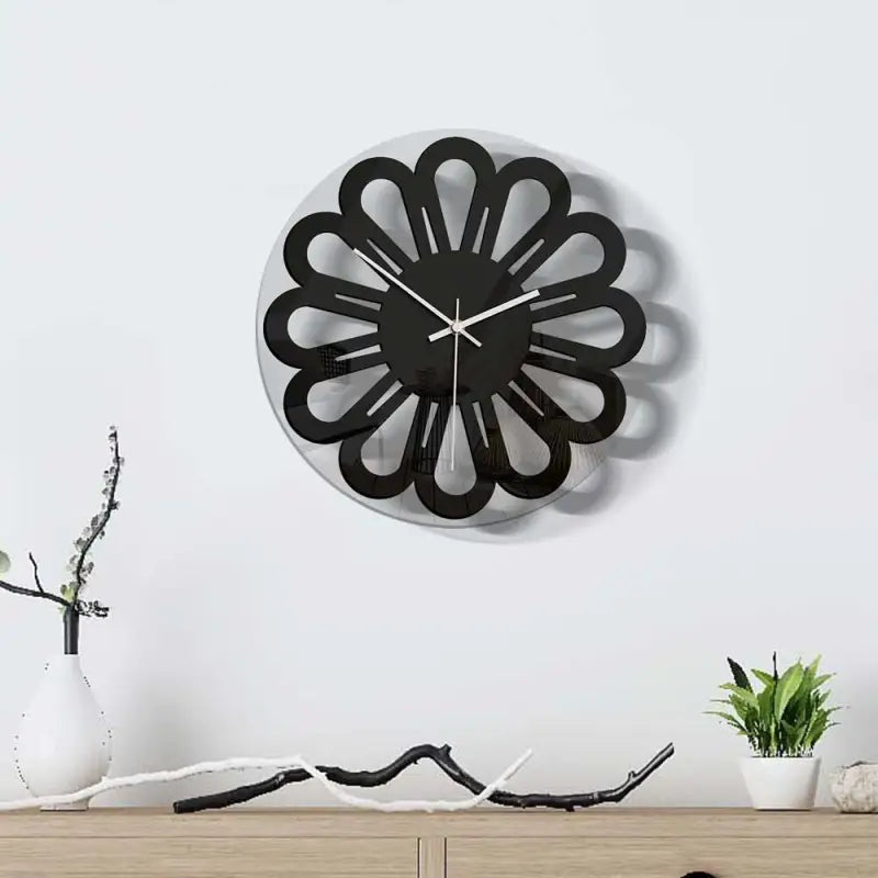 horloge fleur noire - horloge-industrielle