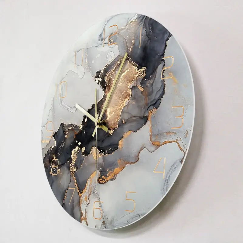 horloge marbre gris et doré - horloge-industrielle