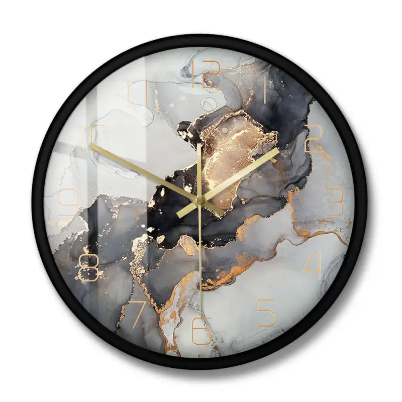 horloge marbre gris et doré - horloge-industrielle