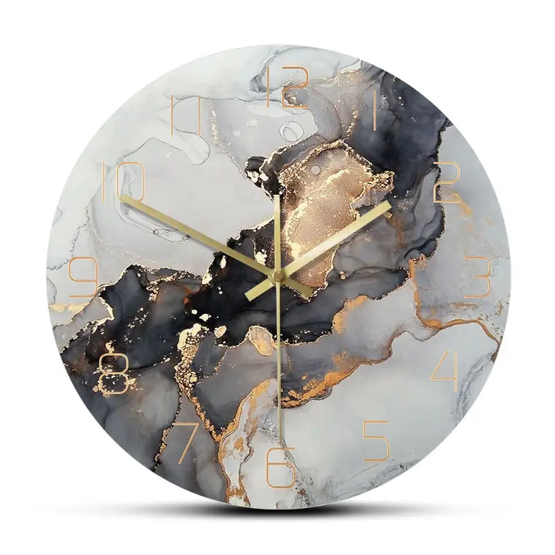 horloge marbre gris et doré - horloge-industrielle