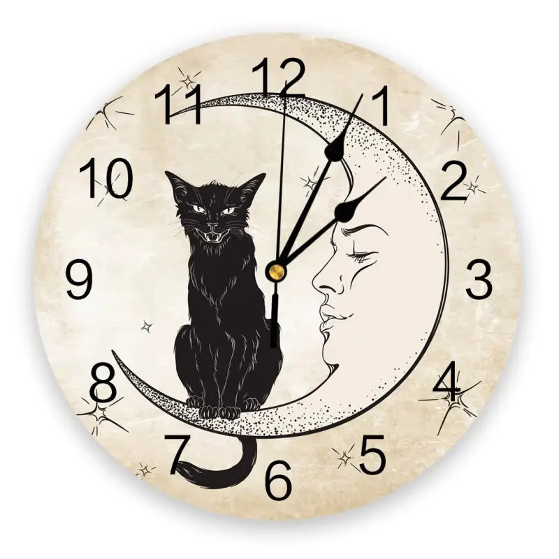 Horloge Murale Design Chat Gris En Verre - 30cm - Mouvement Quartz - Marque Tulup