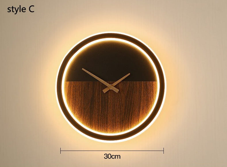 Horloge Murale Bois et Metal à Led