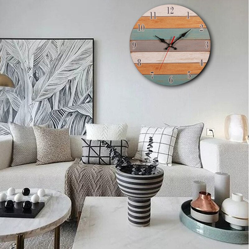 Horloge Bois Vintage Coloré