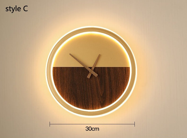 Horloge Murale Bois et Metal à Led