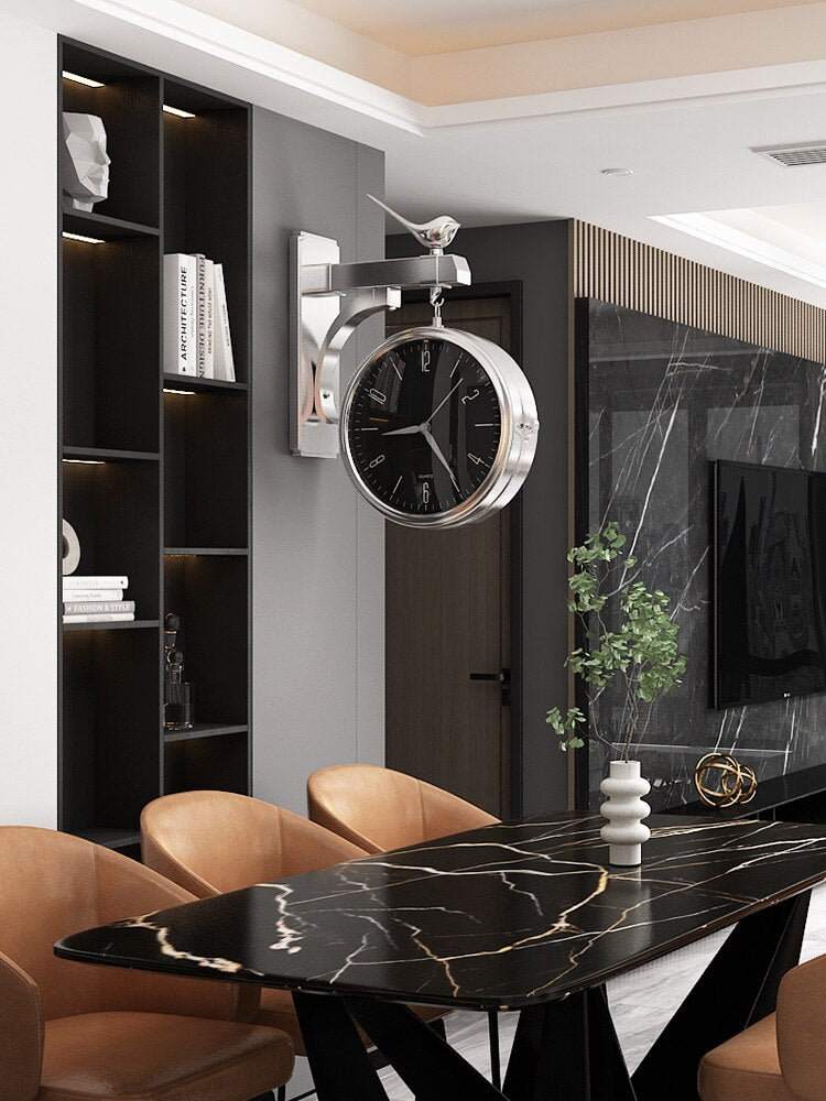 Horloge Double Face Noire