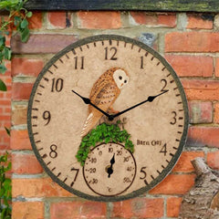 Horloge Murale Hibou avec Thermomètre