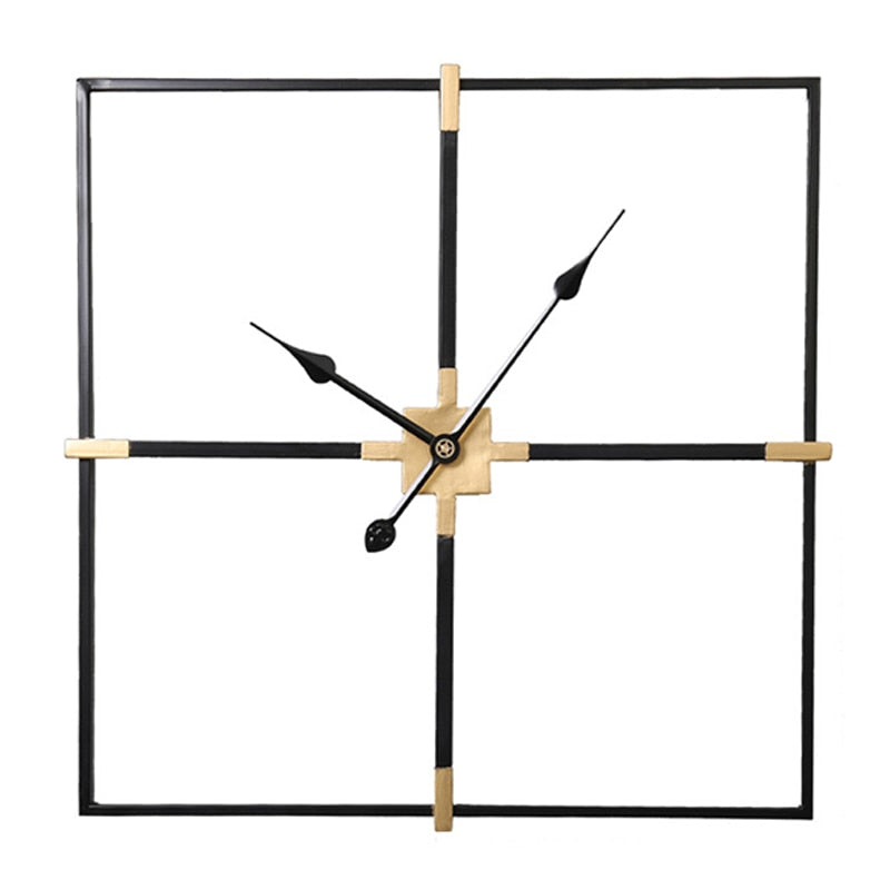 Horloge Murale Carrée 58 cm — Noir/Or ou Noir/Argent
