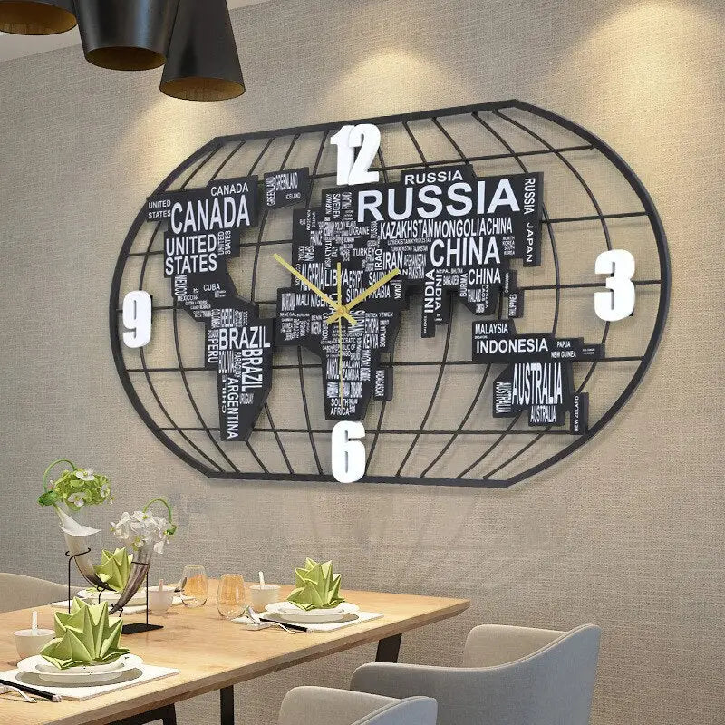 horloge carte du monde à LED - horloge-industrielle