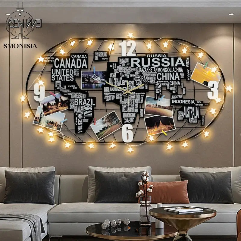 horloge carte du monde à LED - horloge-industrielle