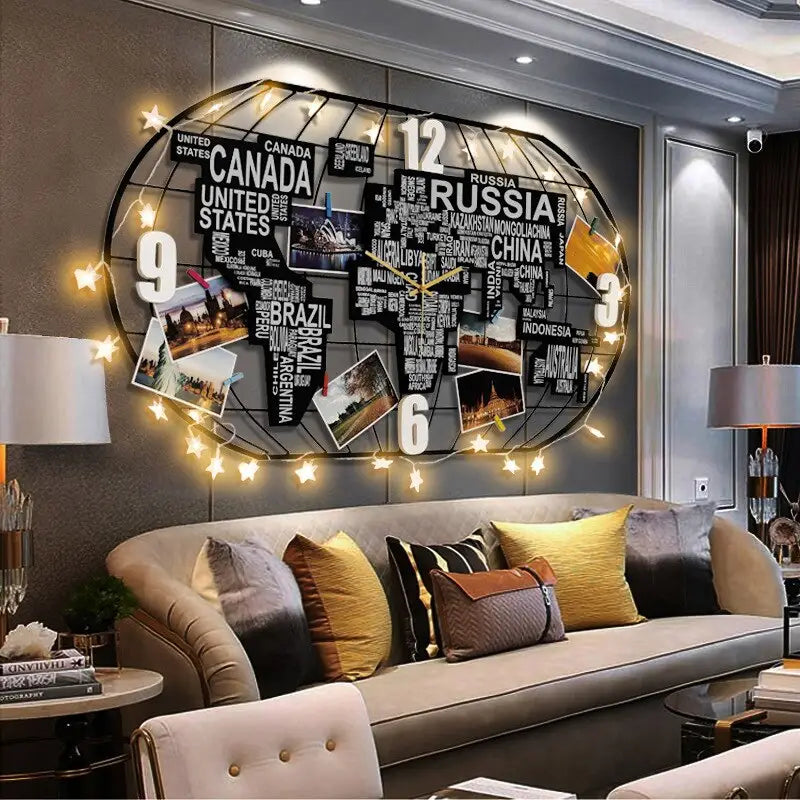 horloge carte du monde à LED - horloge-industrielle