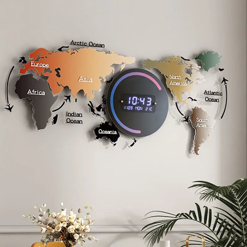 horloge carte du monde - horloge-industrielle