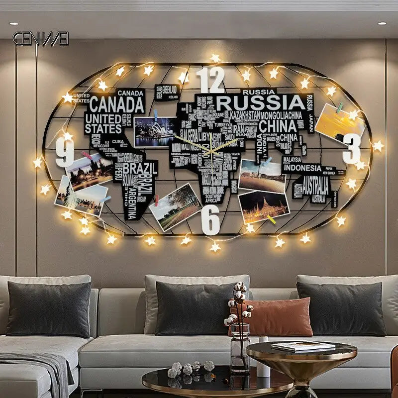 horloge carte du monde à LED - horloge-industrielle
