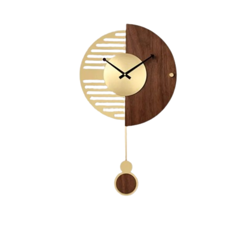 Horloge Design Or Et Bois