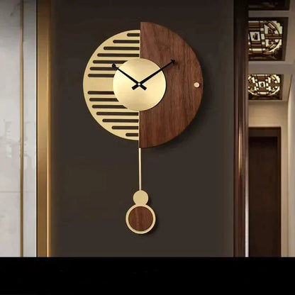 horloge design or et bois - horloge-industrielle
