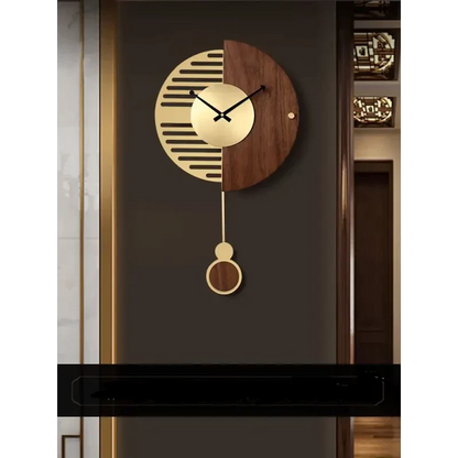horloge design or et bois - horloge-industrielle