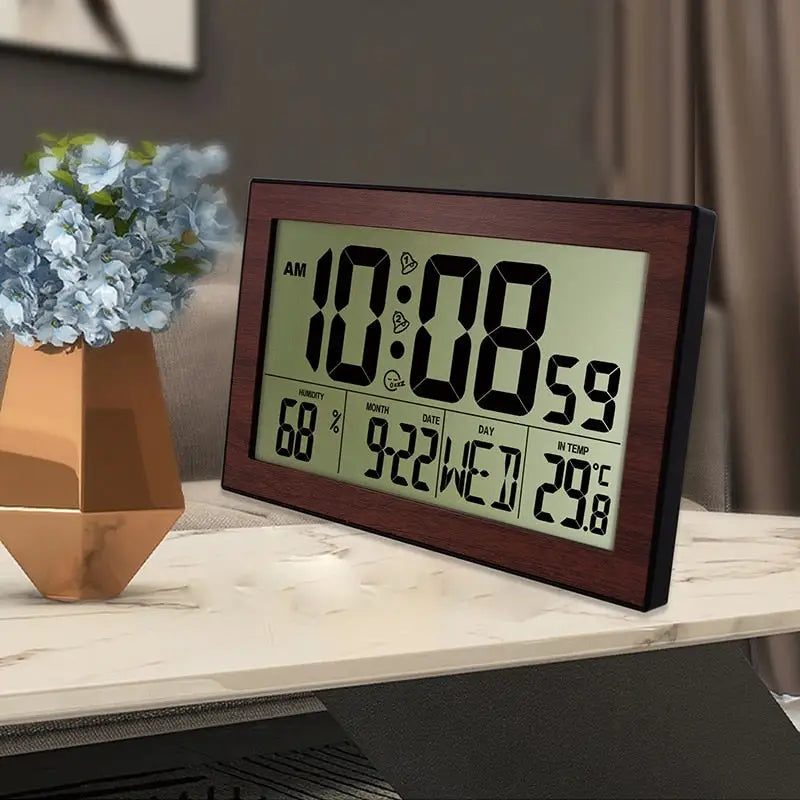 Horloge digitale LED calendrier thermomètre hygromètre -