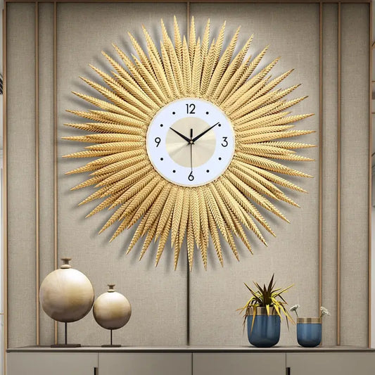 horloge dorée murale géante - horloge-industrielle
