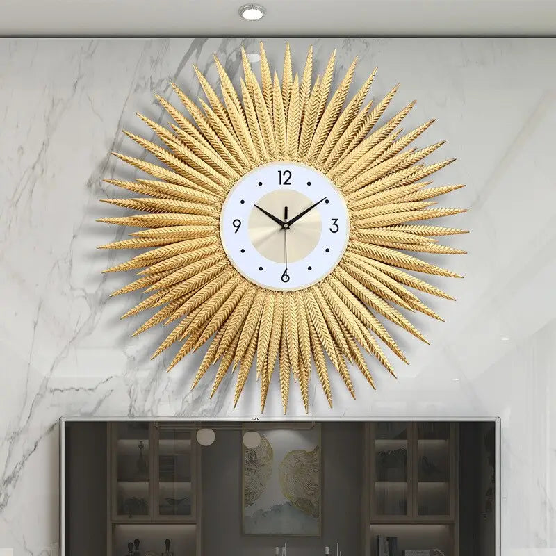 horloge dorée murale géante - horloge-industrielle