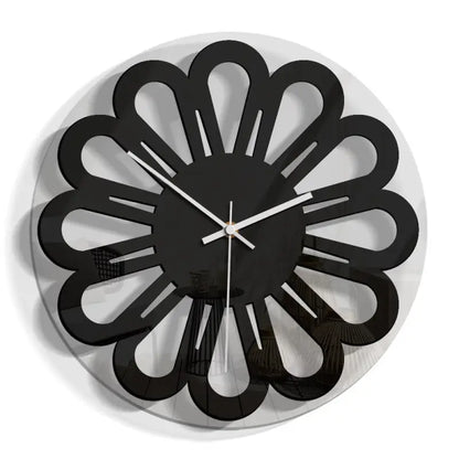horloge fleur noire - horloge-industrielle