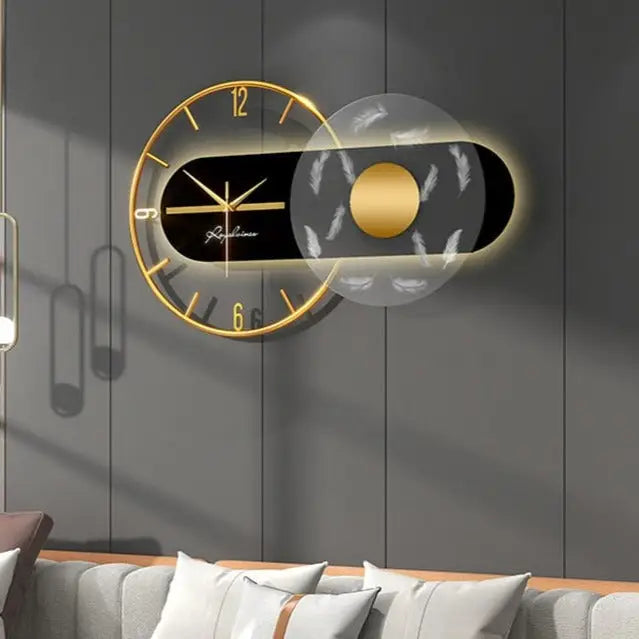 Horloge Murale Créative Avec LED - Design Porcelaine Cristalline - Éclairage Doux - Silencieuse - Déco Feng Shui Pour Salon, Chambre, Bureau