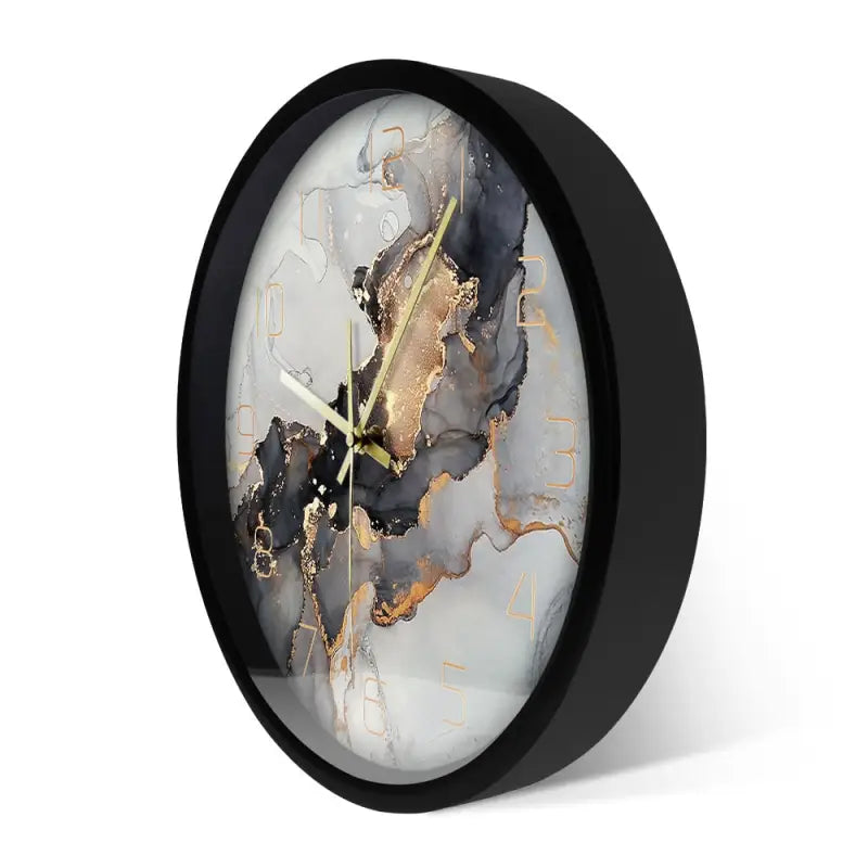 horloge marbre gris et doré - horloge-industrielle