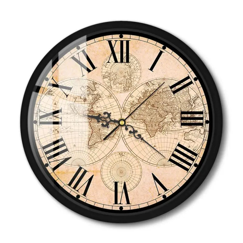 horloge murale antique carte du monde - horloge-industrielle