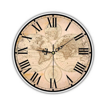 horloge murale antique carte du monde - horloge-industrielle