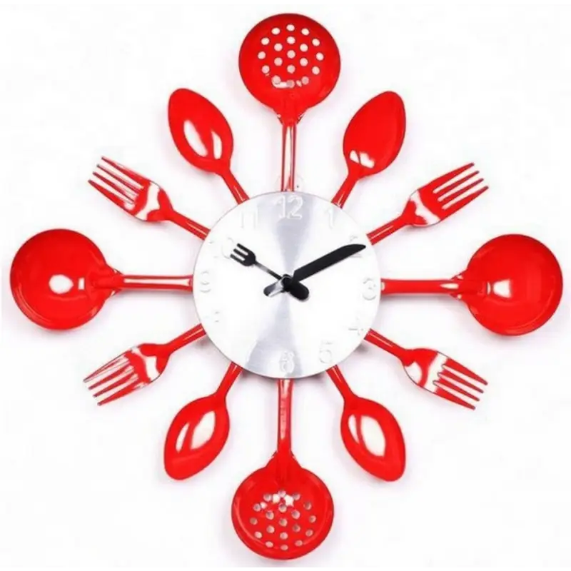 Horloge Murale Cuisine — Noir, Rouge ou Argent