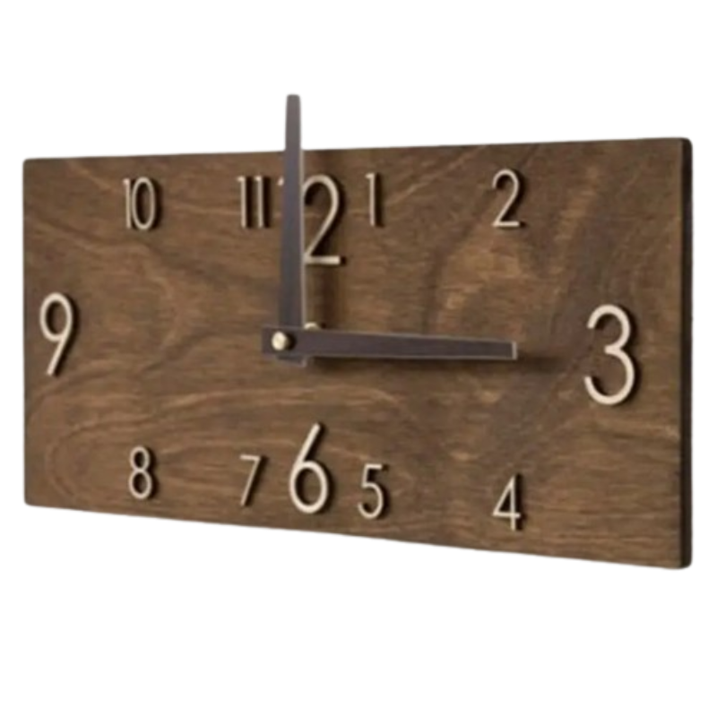 Horloge Murale Rectangulaire — Beige ou Marron