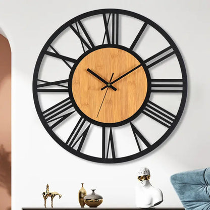 horloge noir et bois - horloge-industrielle