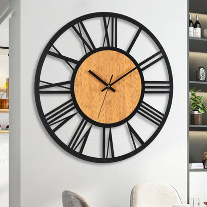 horloge noir et bois - horloge-industrielle